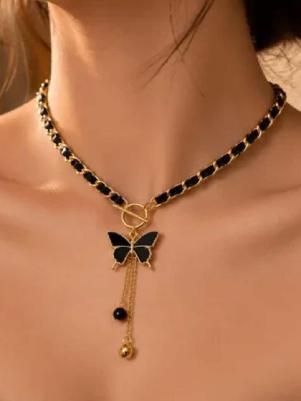 Gold Chain Butterfly Black Choker Necklace Women Jewelry Butterfly Choker